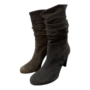 ROBERTO DEL CARLO  black suede heeled boot, size 8 1/2